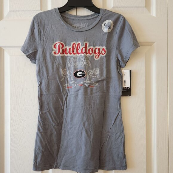 Georgia Bulldogs Rhinestone Graphic Tee Size M Gray Soft Cotton Top - Picture 1 of 9